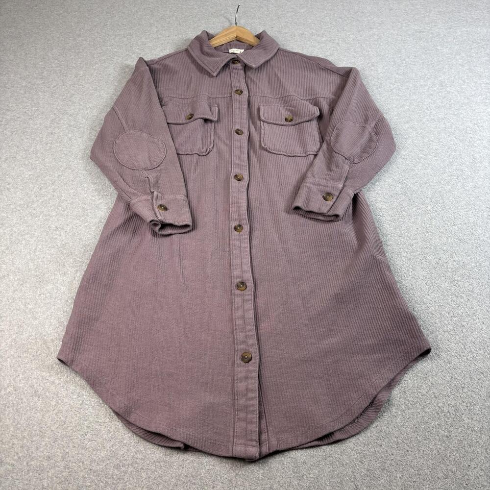 Pilcro Dress Women Medium Purple Corduroy Tunic Shirt Shacket Long Sleeve Button